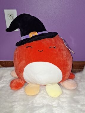 Squishmallows Orange Plush with Black Witch Hat 16 Inches NWT